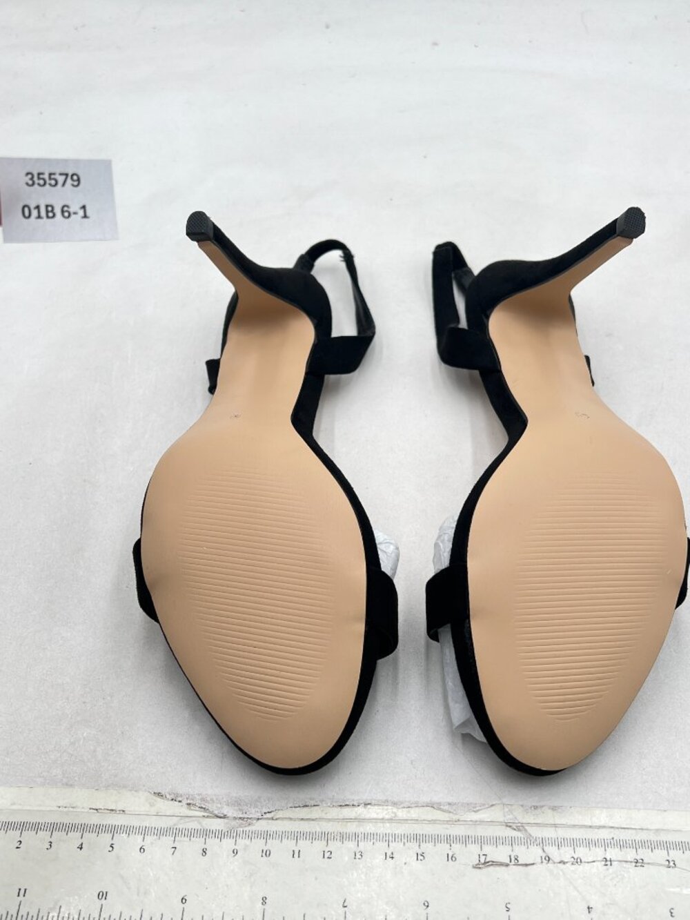 Wansseny Black Women Sexy High Heel Stilettos Open Toe Slingback Suede Sandals - Picture 7 of 8